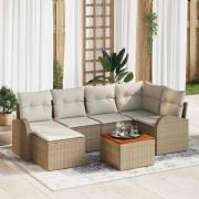vidaXL Trädgårdsoffset 7 pcs Beige Poly rattan