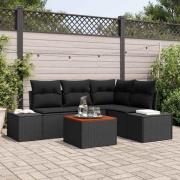 vidaXL Trädgårdsoffset med kudde 5 pcs Svart Poly rattan