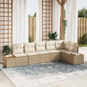 vidaXL Trädgårdsoffset med kudde 6 pcs Beige Poly rattan
