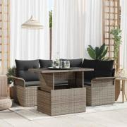 vidaXL Trädgårdsoffset med kudde 5 pcs Grå Poly rattan