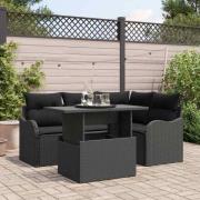 vidaXL Utomhusmatbord med kudde 5 pcs Svart Poly rattan