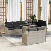 vidaXL Lounge-set med kudde 9 pcs Ljusgrå Poly rattan