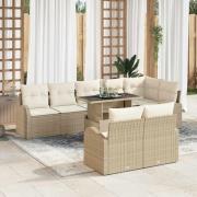 vidaXL Trädgårdsoffset 9 pcs beige och gräddvit 100 x 55 x 73 cm