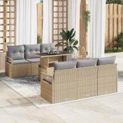 vidaXL Trädgårdsoffset 7 pcs beige och ljusgrå 100 x 55 x 73 cm
