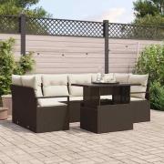 vidaXL Trädgårdsoffset 7 pcs Brun och gräddvit 100 x 55 x 73 cm