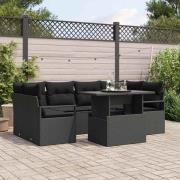 vidaXL Trädgårdsoffset med kudde Manuell 7 pcs Svart 100 x 55 x 73 cm