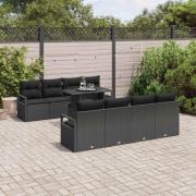 vidaXL Trädgårdsoffset med kudde 7 pcs Svart 100 x 55 x 73 cm