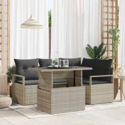 vidaXL Trädgårdsoffset med kudde 5 pcs Ljusgrå 100 x 55 x 73 cm