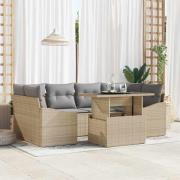 vidaXL Trädgårdsoffset 7 pcs beige och ljusgrå 100 x 55 x 73 cm