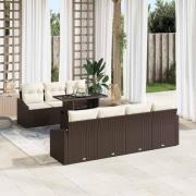 vidaXL Trädgårdsoffset 8 pcs Brun och gräddvit 100 x 55 x 73 cm