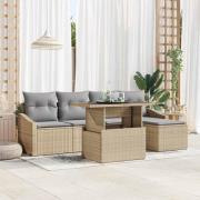 vidaXL Trädgårdsoffset med kudde 6 pcs beige och ljusgrå