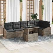 vidaXL Trädgårdsoffset med kudde 7 pcs Grå 100 x 55 x 73 cm