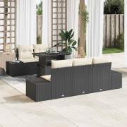 vidaXL Trädgårdsoffset 6 pcs Svart och gräddvit 100 x 55 x 73 cm
