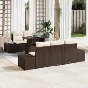 vidaXL Trädgårdsoffset 6 pcs Brun och gräddvit 100 x 55 x 73 cm