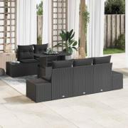 vidaXL Trädgårdsoffset med kudde 6 pcs Svart 100 x 55 x 73 cm