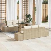 vidaXL Trädgårdsoffset 7 pcs beige och gräddvit 100 x 55 x 73 cm