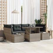 vidaXL Trädgårdsoffset med kudde 7 pcs Grå 100 x 55 x 73 cm