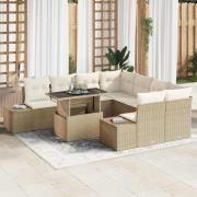 vidaXL Trädgårdsoffset 9 pcs beige och gräddvit 100 x 55 x 73 cm