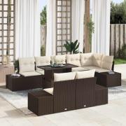 vidaXL Trädgårdsoffset 9 pcs Brun och gräddvit 100 x 55 x 73 cm