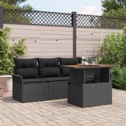 vidaXL Trädgårdsoffset med kudde 5 pcs Svart 100 x 55 x 73 cm