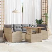 vidaXL Trädgårdsoffset med kudde 7 pcs beige och ljusgrå