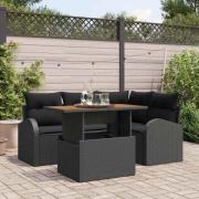 vidaXL Trädgårdsoffset med kudde 5 pcs Svart 100 x 55 x 73 cm