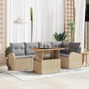 vidaXL Trädgårdsoffset 6 pcs beige och ljusgrå 100 x 55 x 73 cm