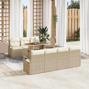 vidaXL Trädgårdsoffset med kudde 8 pcs Beige, Kräm 100 x 55 x 73 cm