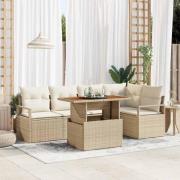 vidaXL Trädgårdsmöbelset med kudde 6 pcs Beige, Kräm 100 x 55 x 73 cm