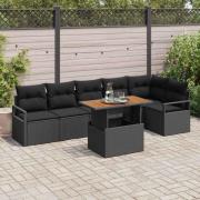 vidaXL Trädgårdsmöbelset 7 pcs Svart och Brunt 100 x 55 x 73 cm