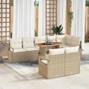 vidaXL Trädgårdsoffset med kudde 9 pcs Beige, Kräm 100 x 55 x 73 cm
