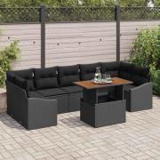 vidaXL Trädgårdsmöbelset 8 pcs Svart och Brunt 100 x 55 x 73 cm