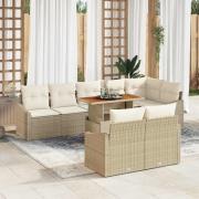 vidaXL Trädgårdsoffset med kudde 9 pcs Beige, Kräm 100 x 55 x 73 cm