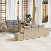 vidaXL Trädgårdsmöbelset 7 pcs Beige och Grå 100 x 55 x 73 cm