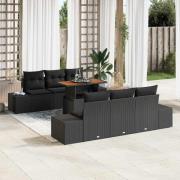 vidaXL Trädgårdsmöbelset med kudde 7 pcs Svart, Brun 100 x 55 x 73 cm