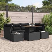 vidaXL Trädgårdsmöbelset med kudde 7 pcs Svart, Brun 100 x 55 x 73 cm