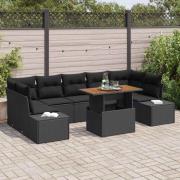 vidaXL Trädgårdsmöbelset med kudde 8 pcs Svart, Brun 100 x 55 x 73 cm