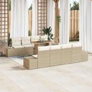 vidaXL Trädgårdsmöbelset 9 pcs Beige och gräddfärgad 100 x 55 x 73 cm
