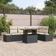 vidaXL Trädgårdsmöbelset 6 pcs Svart och kräm 100 x 55 x 73 cm