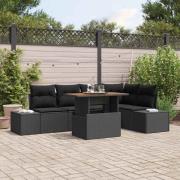 vidaXL Trädgårdsmöbelset med kudde 6 pcs Svart, Brun 100 x 55 x 73 cm