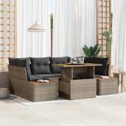 vidaXL Trädgårdsmöbelset med kudde 7 pcs Grå och Brun 100 x 55 x 73 cm