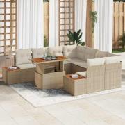 vidaXL Trädgårdsmöbelset 9 pcs Beige och gräddfärgad 100 x 55 x 73 cm