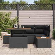 vidaXL Trädgårdsmöbelset med kudde 5 pcs Svart, Brun 100 x 55 x 73 cm