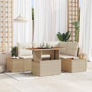vidaXL Trädgårdsmöbelset 5 pcs Beige och gräddfärgad 100 x 55 x 73 cm