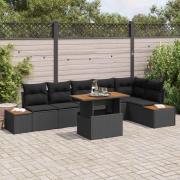 vidaXL Trädgårdsmöbelset med kudde 7 pcs Svart, Brun 100 x 55 x 73 cm