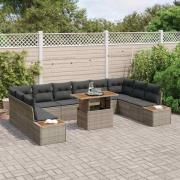 vidaXL Trädgårdsmöbelset med kudde 11 pcs Grå, Brun 100 x 55 x 73 cm