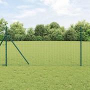 vidaXL Staket med stolpar Grön 1 x 10 m Stål