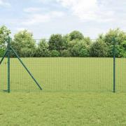 vidaXL Staket med stolpar Grön 1.4 x 10 m Stål