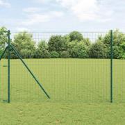vidaXL Staket med stolpar Grön 1.6 x 10 m Stål