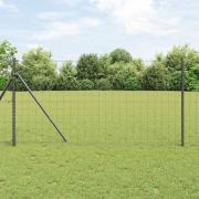 vidaXL Staket med stolpar Grå 1.4 x 10 m Stål